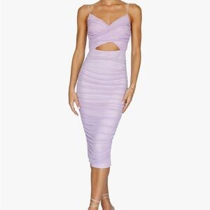 Mesh ruched cocktail dress